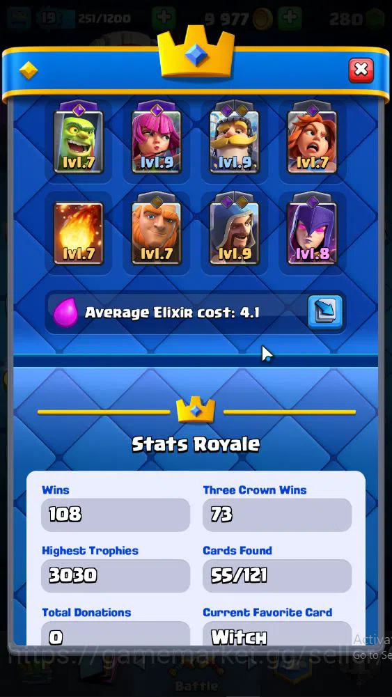 Clash Royale Accounts Lv 19|Trophy 3030|KTL 8|Limited Skin|Card 55| 2 EV image 3