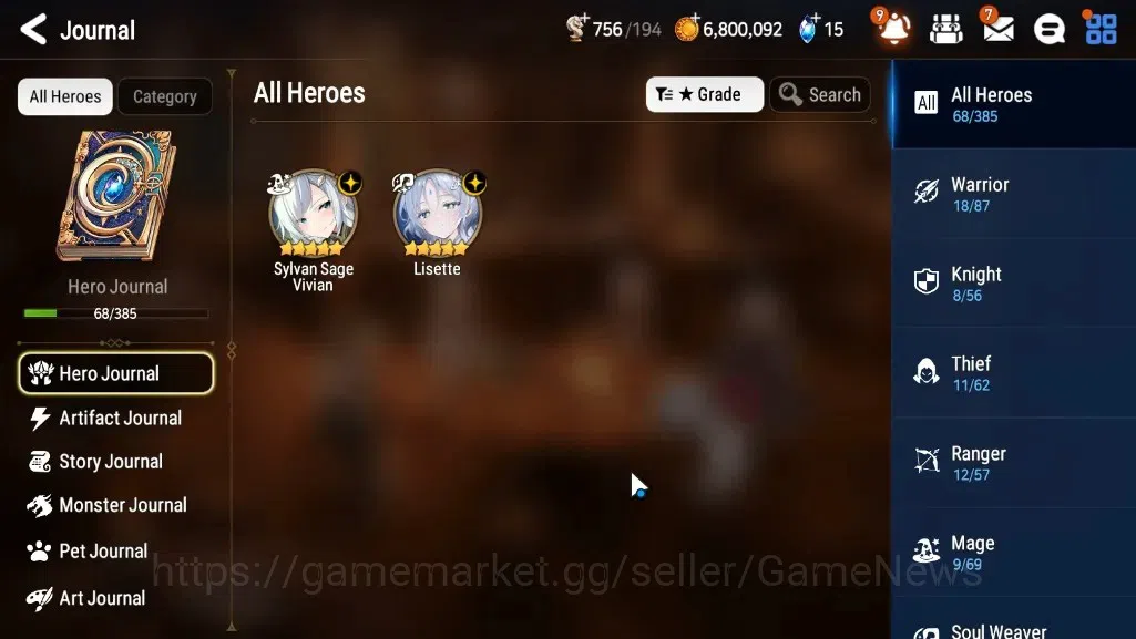 Epic Seven Accounts High-End GLOBAL UnVerif|New Era|2 ML(Lisette,Sylvan Sage Vivian)+Tenebria,Aria,Fenne,Iseria,Etc|Poh 1