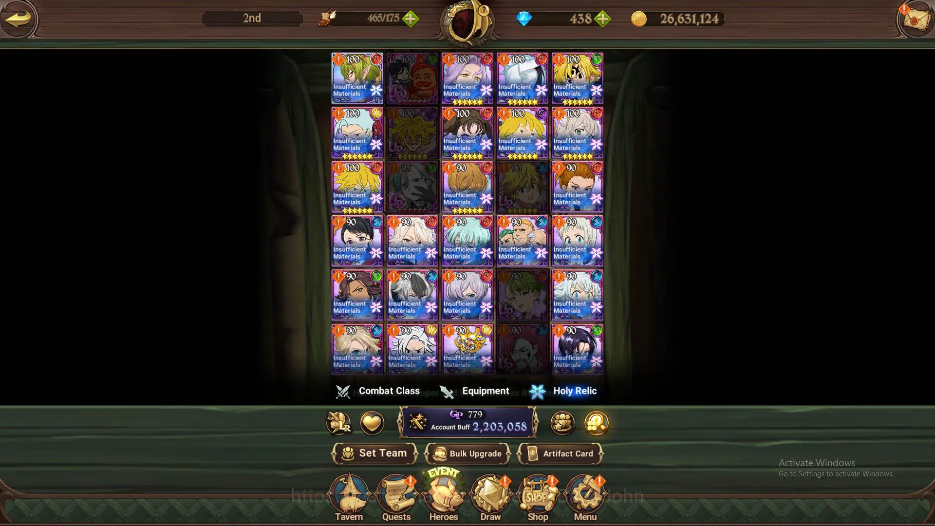 The Seven Deadly Sins: Grand Cross Accounts Others GLOBAL|2.2M CC|DM 438|1LR Helbram3/6|UR 5