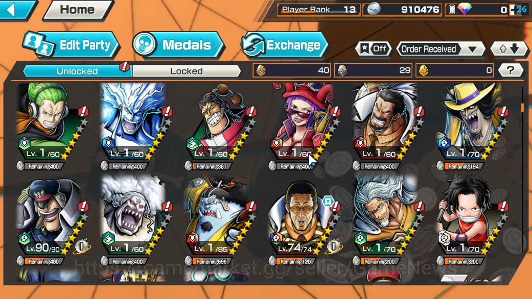 One Piece Bounty Rush Accounts Starter Global|6 EX| Gear 5 Luffy,KING Gol D.Roger,TFE D.Teach,T5E Jaygacia,AMS Borsalino,BP 7