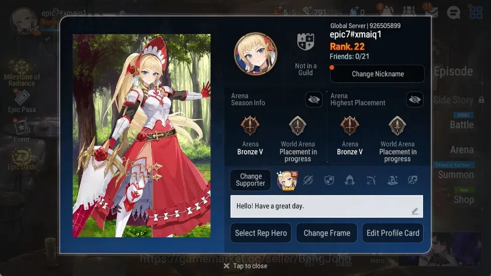 Epic Seven Accounts Starter Global Unverif | Starter | 3 ML (TR Elvira,A Yufine,F Cecilia) | PoH ON | Stigma 4.5K | Log 1