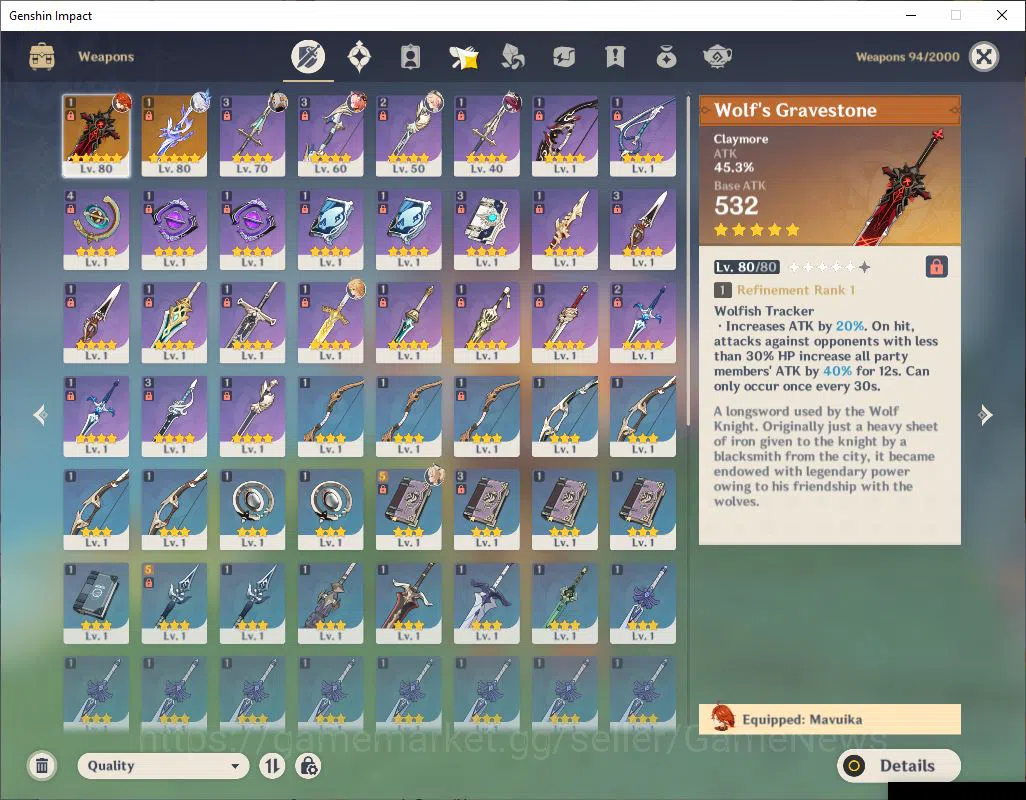 Genshin Impact Accounts EU|AR 55|2Limited+2(*5Weapon)|SkirkC2+Sign,Mavuika image 5