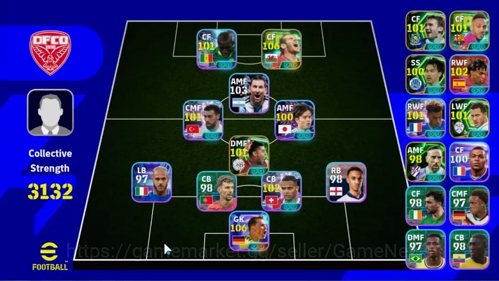 eFootball Accounts Legends & Iconic Players Android|Power 3132|7Epic Gareth Bale,Frank 1