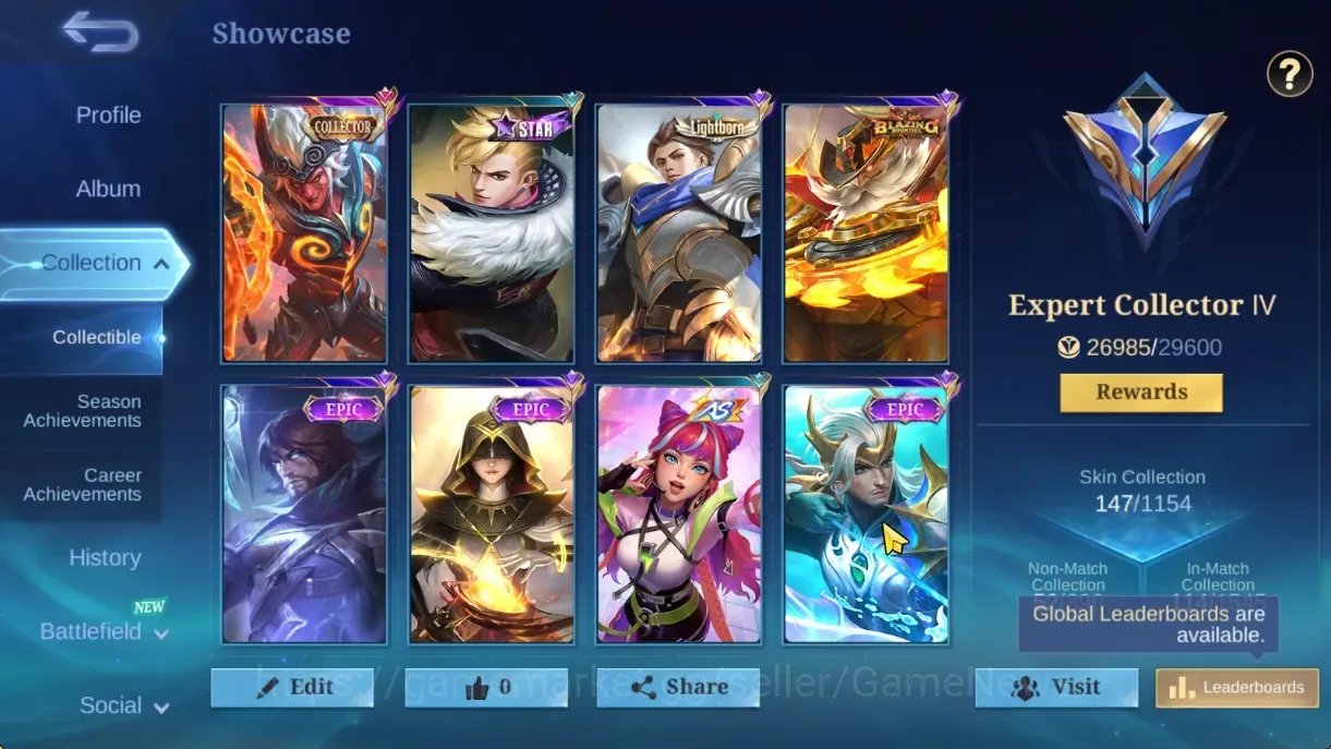 Mobile Legends: Bang Bang Accounts Collector Hero 89|Skin 147|CC Khufra,Lb Alucard,Spongb 1