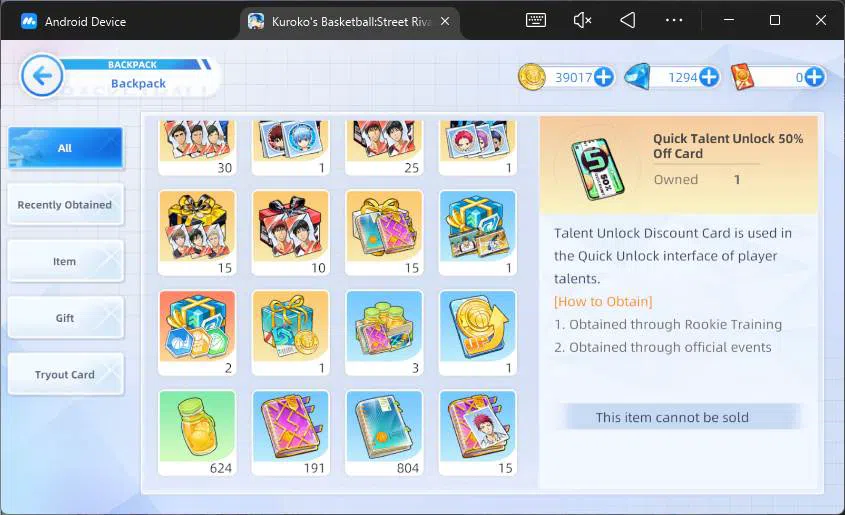 Kuroko's Basketball Street Rivals Accounts SEA|SV27|Lv25|DM 1294| Seijuro Akashi,Zone Taiga K image 2
