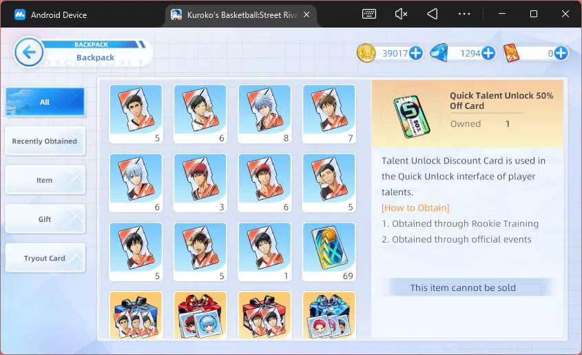 Kuroko's Basketball Street Rivals Accounts SEA|SV27|Lv25|DM 1294| Seijuro Akashi,Zone Taiga K image 3