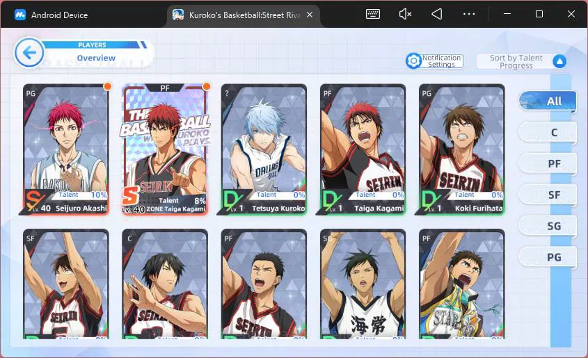 Kuroko's Basketball Street Rivals Accounts SEA|SV27|Lv25|DM 1294| Seijuro Akashi,Zone Taiga K image 7