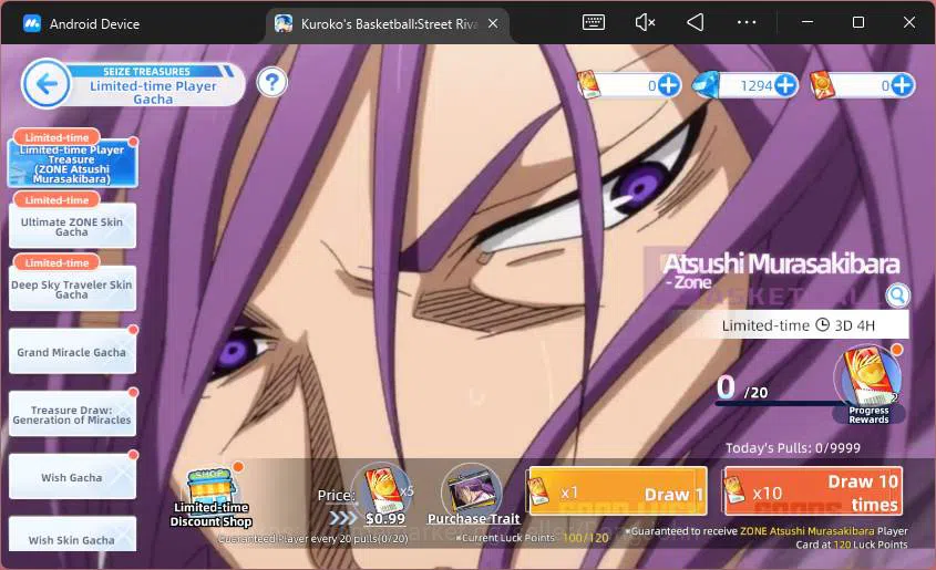 Kuroko's Basketball Street Rivals Accounts SEA|SV27|Lv25|DM 1294| Seijuro Akashi,Zone Taiga K image 8