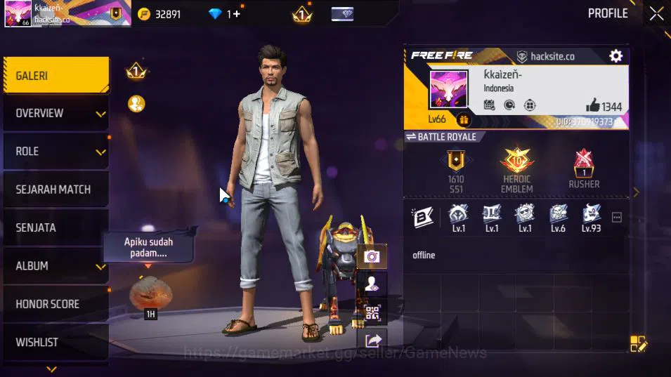 Free Fire Accounts Indonesia|M1887-Rapper Underworld|AK47 - Blue Flam image 2