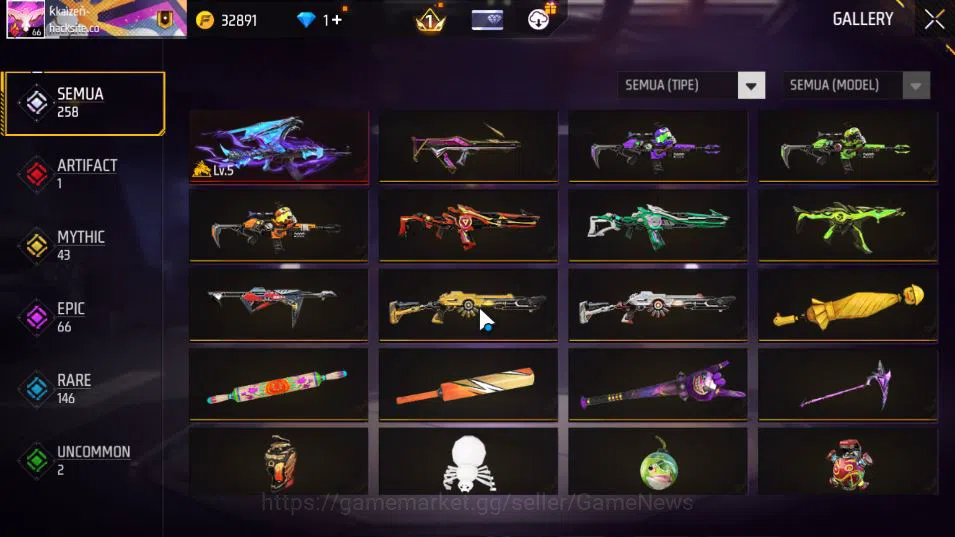 Free Fire Accounts Indonesia|M1887-Rapper Underworld|AK47 - Blue Flam image 3