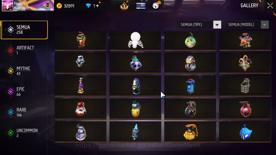 Free Fire Accounts Indonesia|M1887-Rapper Underworld|AK47 - Blue Flam image 4