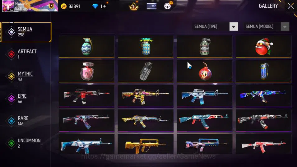 Free Fire Accounts Indonesia|M1887-Rapper Underworld|AK47 - Blue Flam image 5
