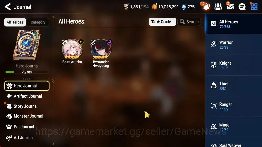 Epic Seven Accounts Starter Global UnVerif|NewEra| 2 ML (Boss Arunka,Bystander Hwayoung)+Lidica,Yulha,Fenris,Etc|3,7K 1