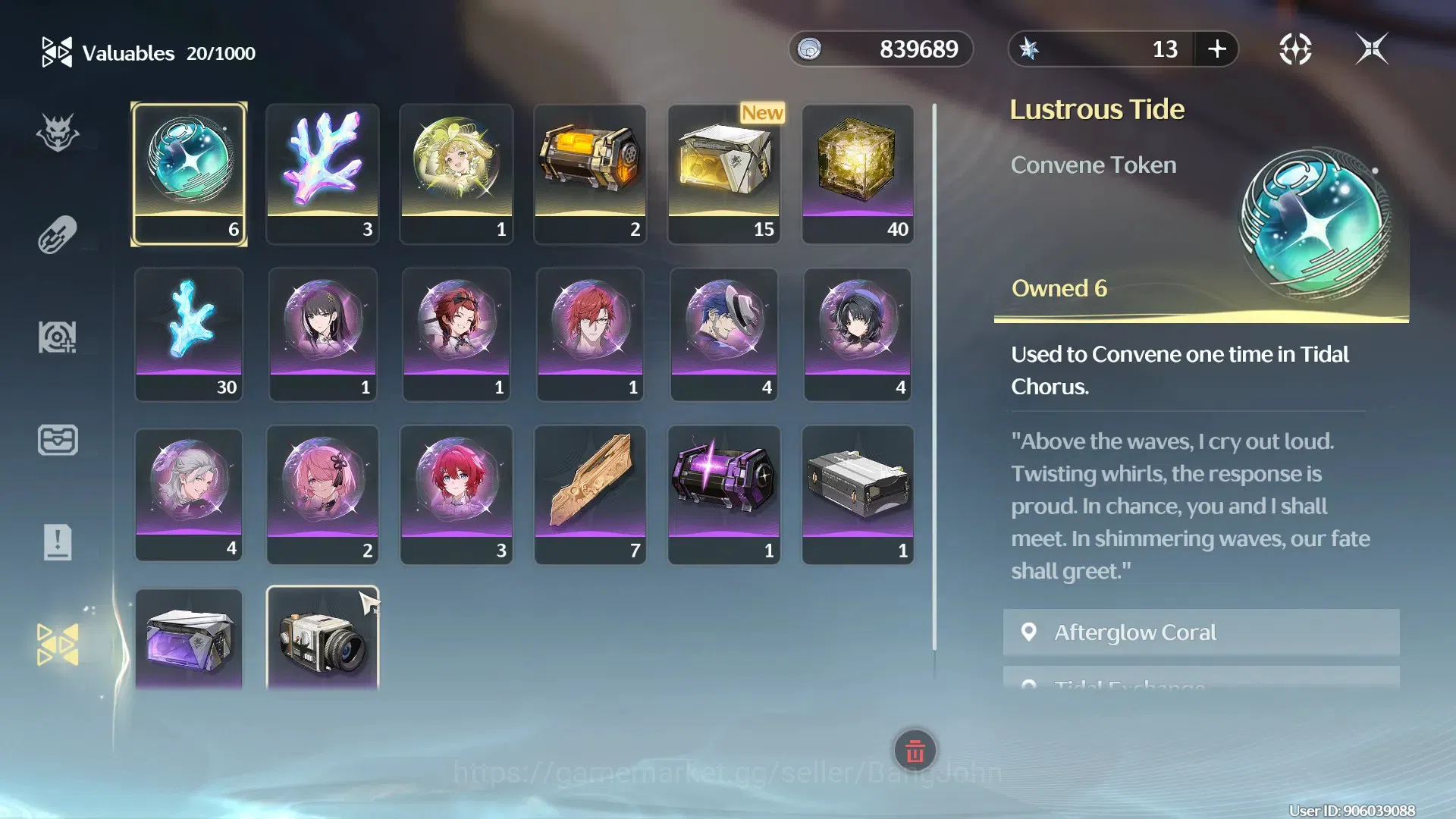 Wuthering Waves Accounts Others SEA|UL 8 | 1 Limit Denia L20 | 1(*5Wep) Starfield Calibrator R1 | 6 Lustrous 11