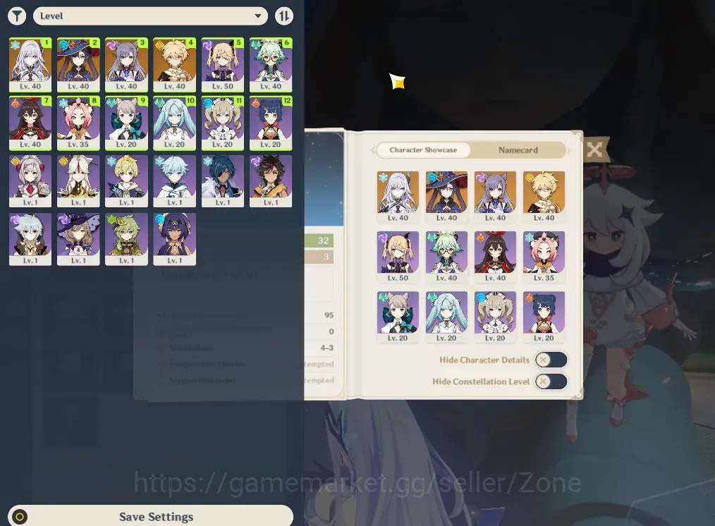 Genshin Impact Accounts Starter ASIA|starter|AR 32|1 Limited+2 standard|(Skirk,Mona,Keqing)+18*4 chara|MCmale|check 1