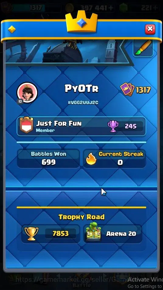 Clash Royale Accounts Lvl 1317|KTL 13|Trophy 7853|Card 120|4 Hero 8 EVO image 2