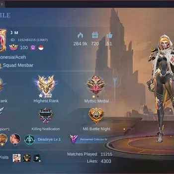 Mobile Legends: Bang Bang Accounts Collector Global |Hero 132|Skin 227|Renowned|Sanrio Floryn|5-STAR Vale,Karrie|CC