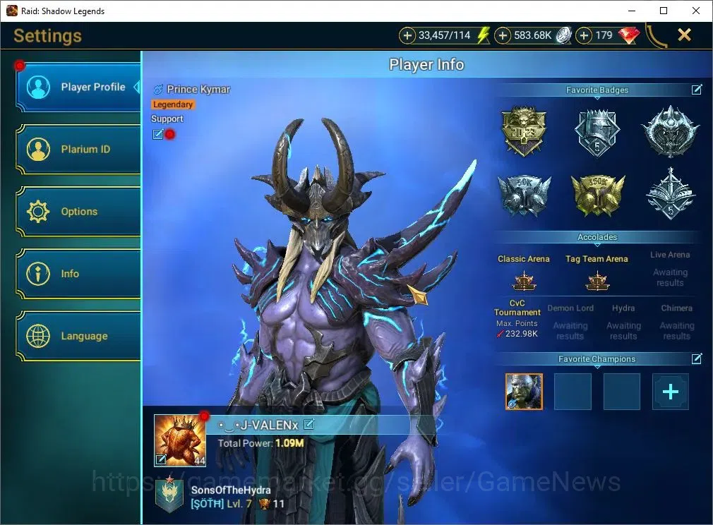 Raid: Shadow Legends Accounts Mid-Game Lv 44|815K Power|20 3