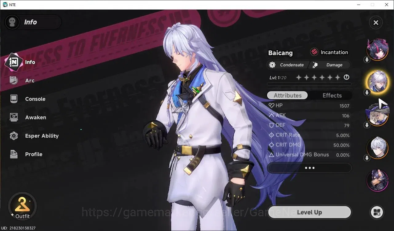 Neverness to Everness Accounts Global EU|HL 3|3 S Class|1 Limited (Shinku) + (Jiuyuan,Baicang)+2 Selector ON|Overcast 2