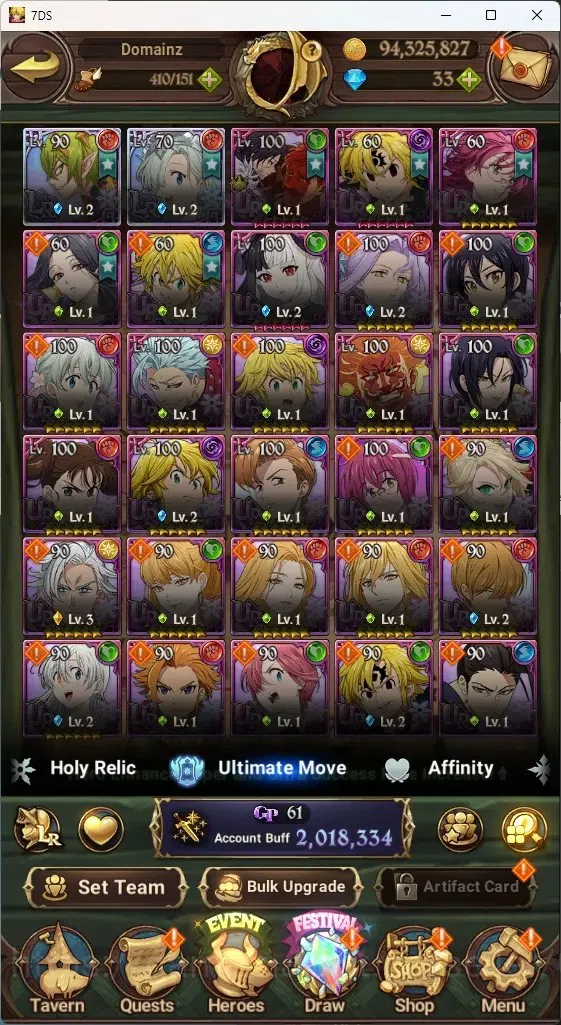The Seven Deadly Sins: Grand Cross Accounts GLOBAL|2M CC|10 LS,33 Dm+Collab ReZERO|2 LR+5 UR|H image 3