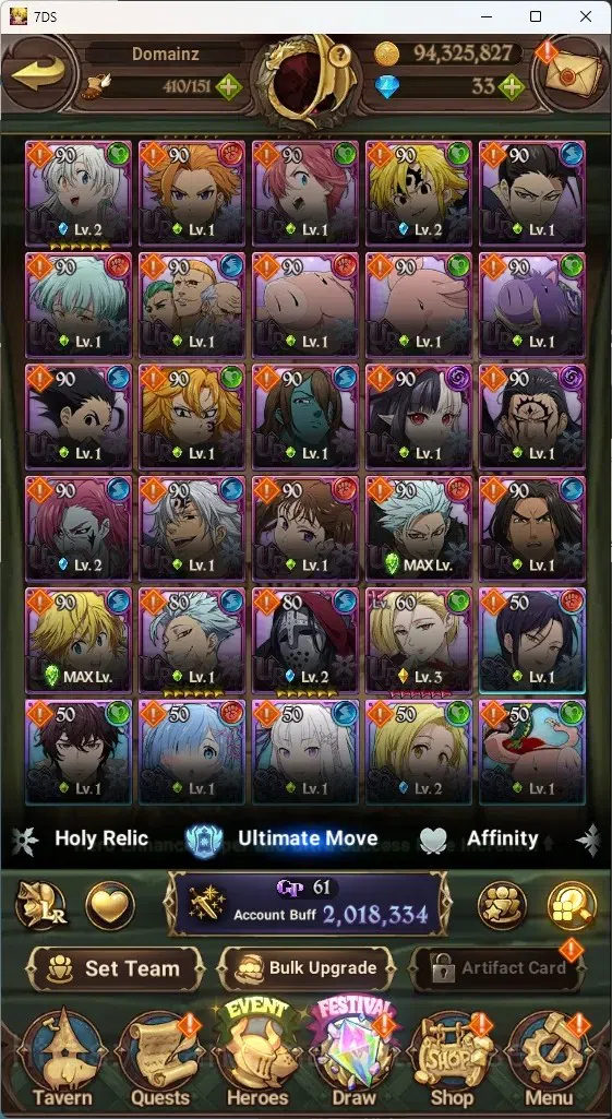 The Seven Deadly Sins: Grand Cross Accounts GLOBAL|2M CC|10 LS,33 Dm+Collab ReZERO|2 LR+5 UR|H image 4