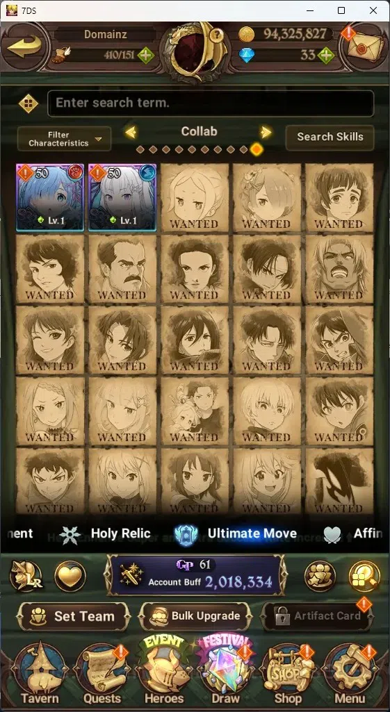 The Seven Deadly Sins: Grand Cross Accounts GLOBAL|2M CC|10 LS,33 Dm+Collab ReZERO|2 LR+5 UR|H image 8
