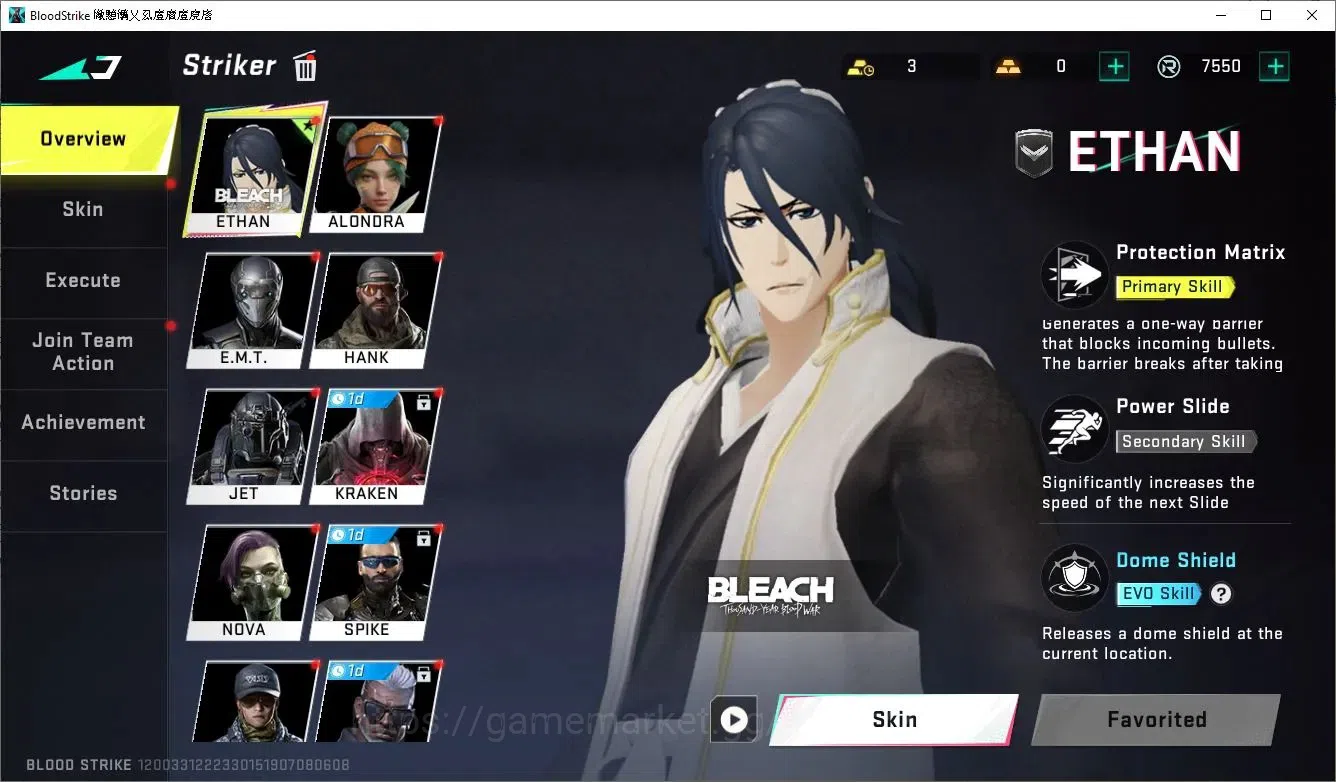 Blood Strike Accounts Collab Skin asia|Eternal Kala-Whisper Lv2 | BLEACH Byakuya Kuchiki + ONE PUNCH MAN Mumen Rider | 1 11
