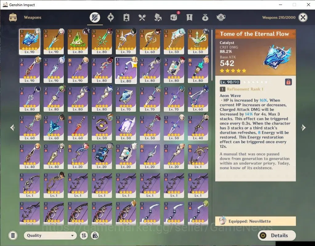 Genshin Impact Accounts ASIA|AR58|PremTeam Skirk|9 Limit+8(*5WeP)|(Neuvile image 7