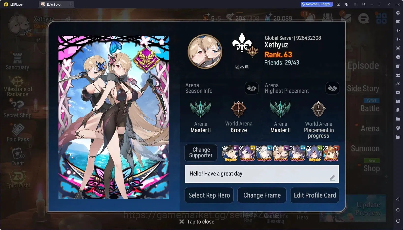 Epic Seven Accounts Limited Hero Global Unverif|10ML(RnL,Zio,LC Bellona,DK Sharun,Etc.)+A Fumyr,Rinak|PoH+Bless ON|568 MM|SS 1