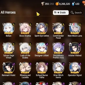 Epic Seven Accounts High-End GLOBAL Verif|21 ML(Rhiana&Luciela 302 SPD,LOT Scales,BArunka,Zio,Har Setti,etc)+AUBE,Aram,UP