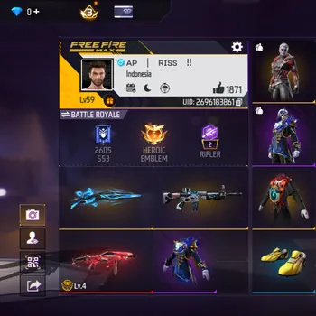 Free Fire Accounts M1887 AQUA BURST - VAULT 842 - SENJATA 253 - EVO GUN COBRA LV 4 - EMOT FULL KECE - SENJATA ANAK BR SEMUA