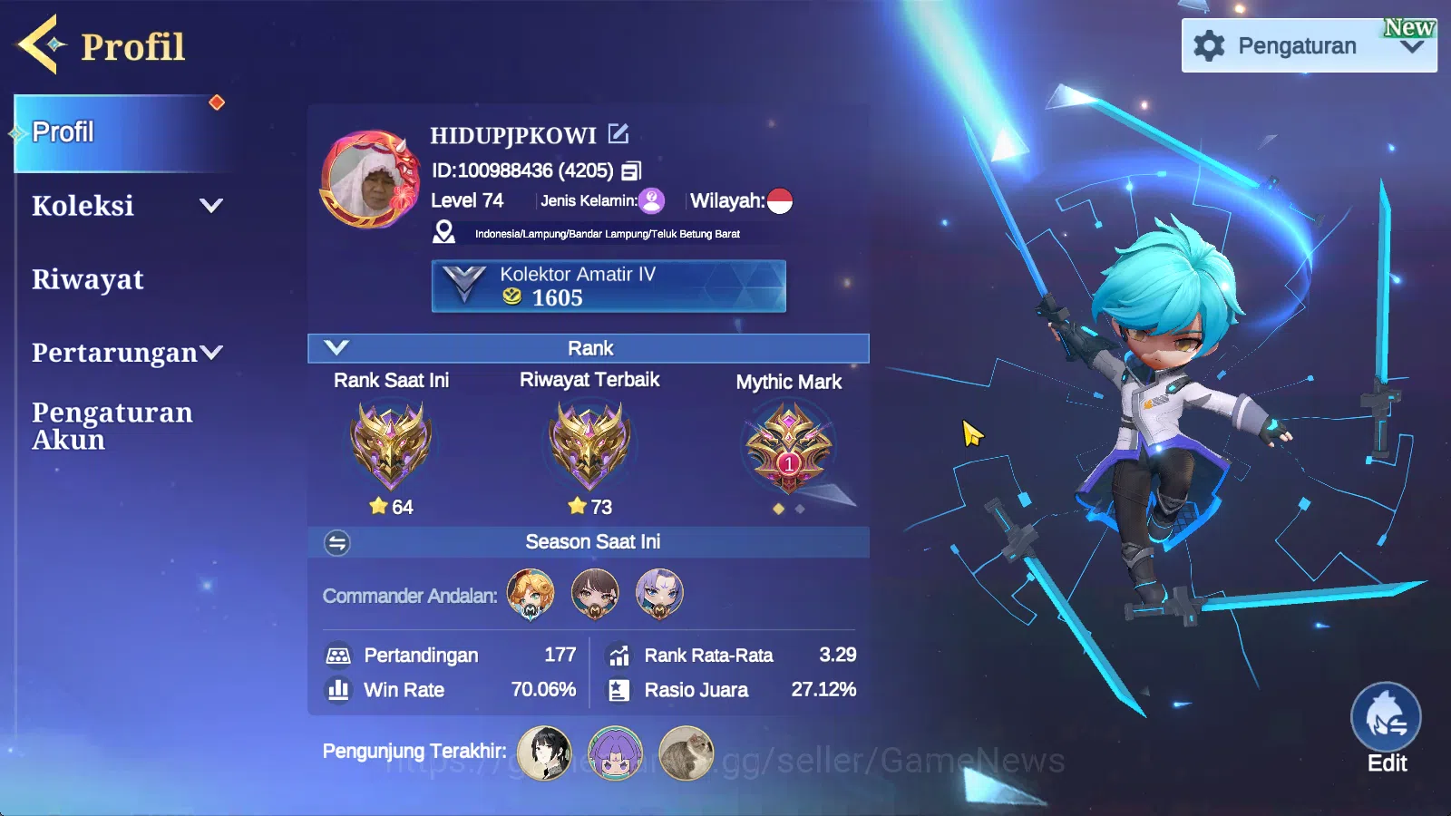 Magic Chess: Go Go Accounts High Mythic 73|Bonus MLBB|27 Commander 4 Max(Kagura,Harley,Wanwan,Ling)|8 Skin|2 Special,4 2