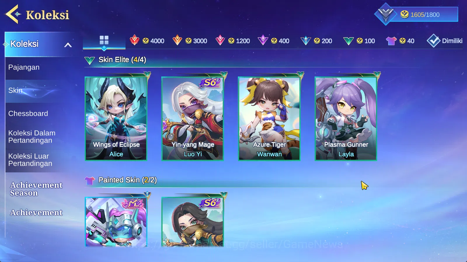 Magic Chess: Go Go Accounts High Mythic 73|Bonus MLBB|27 Commander 4 Max(Kagura,Harley,Wanwan,Ling)|8 Skin|2 Special,4 8