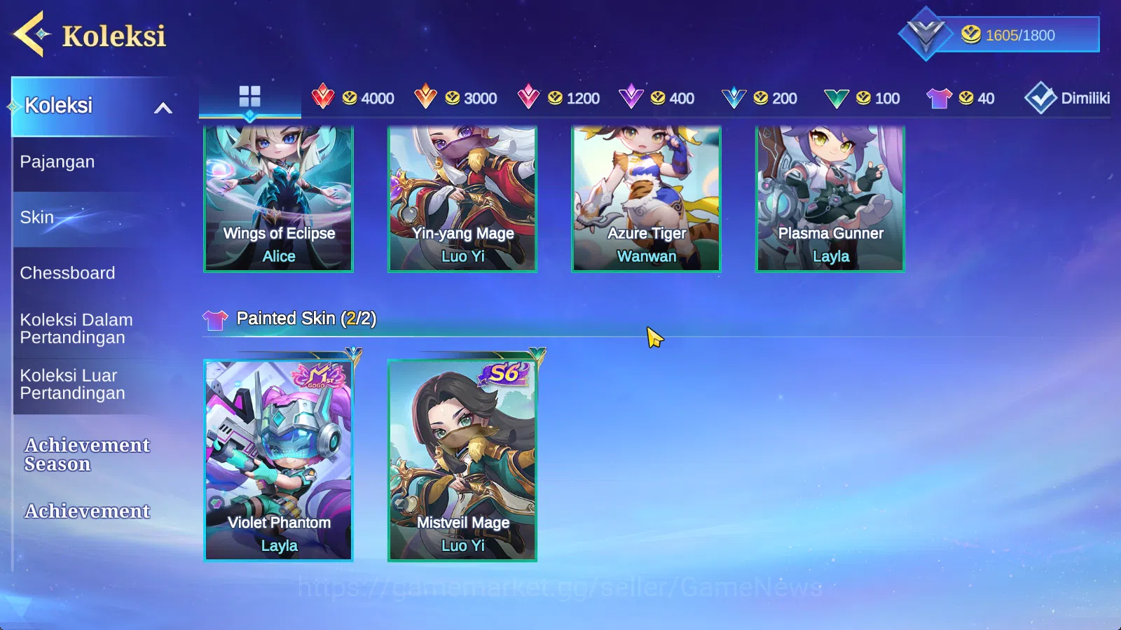 Magic Chess: Go Go Accounts High Mythic 73|Bonus MLBB|27 Commander 4 Max(Kagura,Harley,Wanwan,Ling)|8 Skin|2 Special,4 9