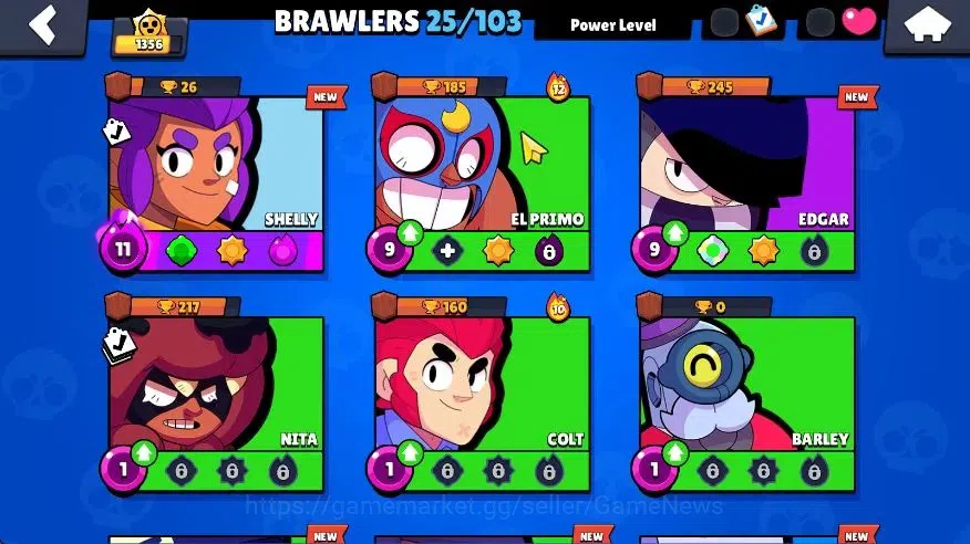 Brawl Stars Accounts 1356 Trophy|25 Brawlers 1 Max Lvl (Shelly) 1 Legen image 5