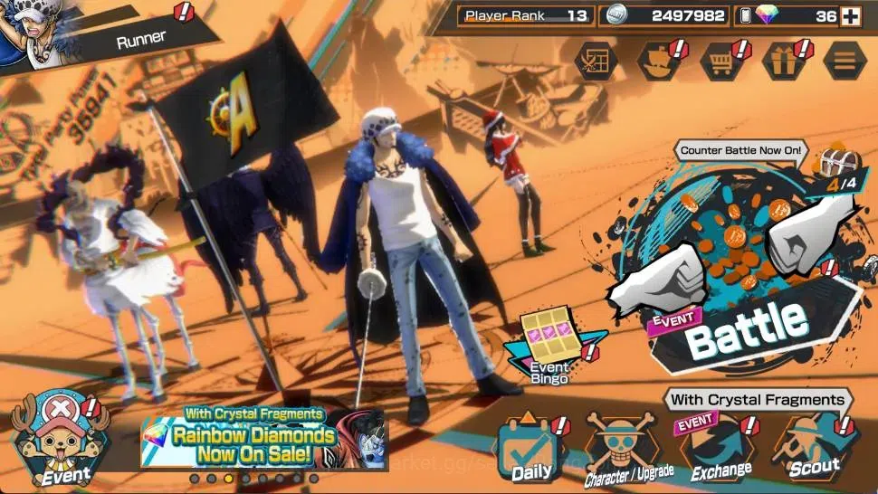 One Piece Bounty Rush Accounts Global | EX 4 | PR 13 | KOP Roger MAX,TFE Nusjuro image 1