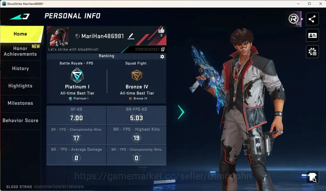 Blood Strike Accounts Others ASIA|Ultra Gun:Glock-MoneyShot|3 Legendary Gun|1 Epic Name-Changing Card|Check SS BS2836B 1