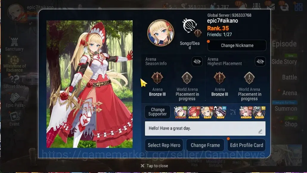 Epic Seven Accounts GLOBAL Unverif|4 ML [LoT Scales,Harsetti,Ruele of  image 2