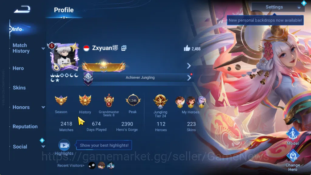 Honor of Kings Accounts Hero112 Skin223|BLESSED Nakoruru,Saint Seiya Dharm image 2