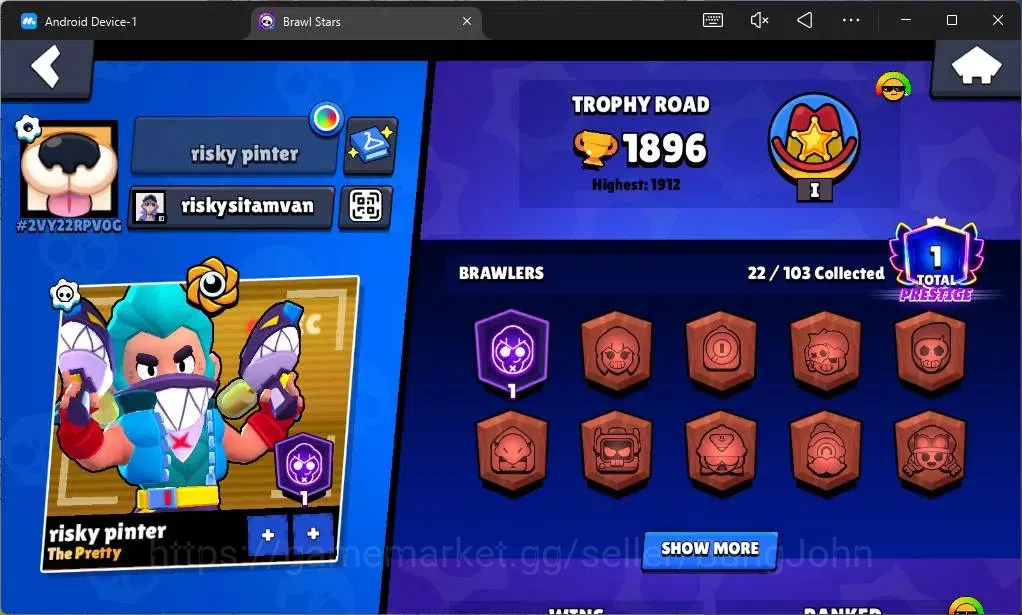 Brawl Stars Accounts Global |1896 Trophy|22 Brawler|2 Max Hypercharge(C image 2