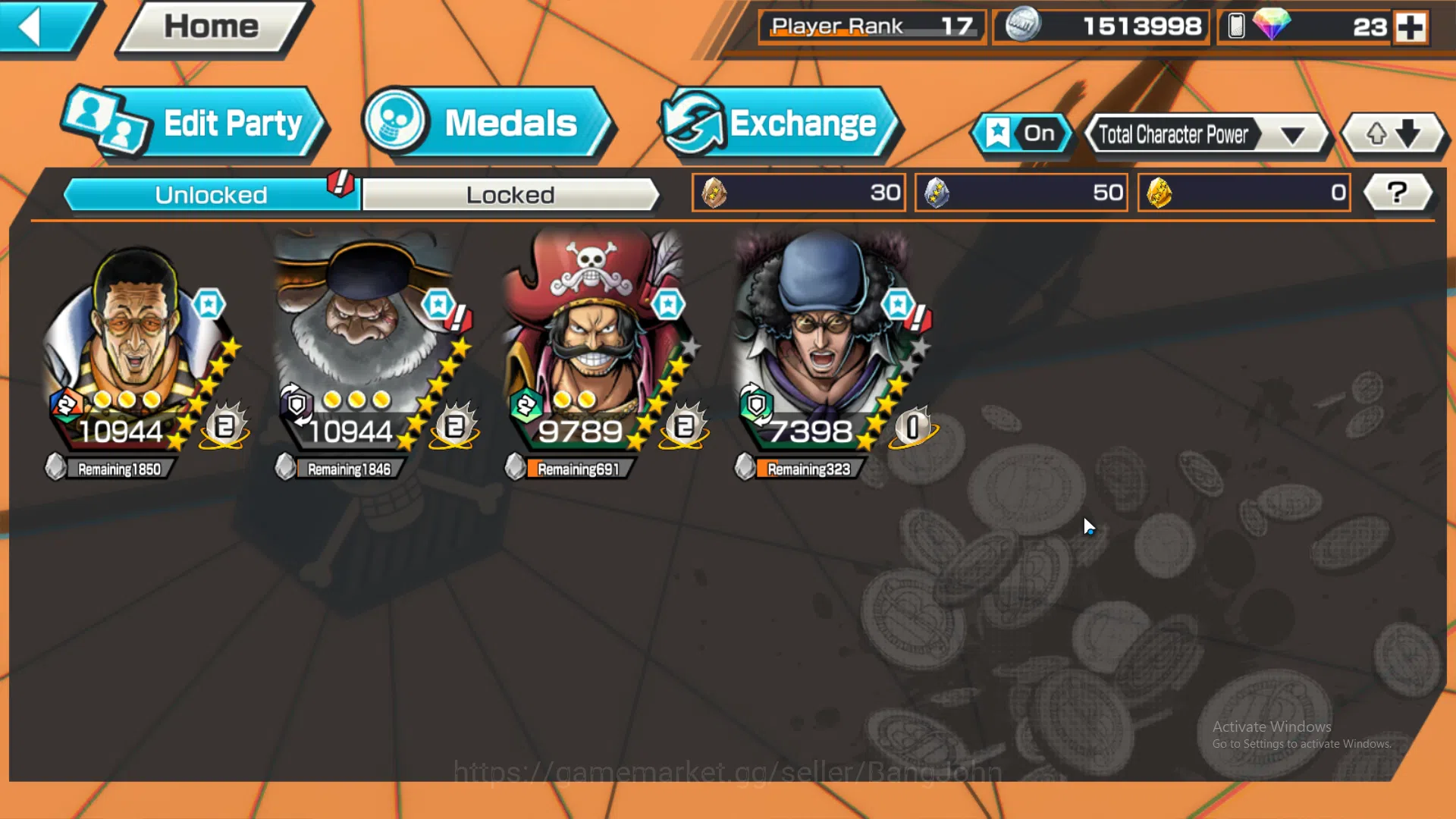 One Piece Bounty Rush Accounts GLOBAL | MAX 2 | EX 4 | Kuzan, Gold roger, Five El image 2