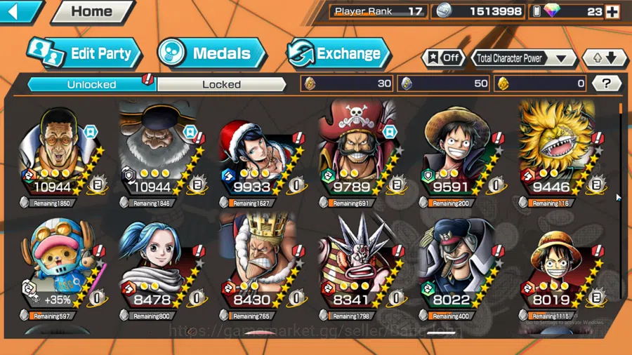 One Piece Bounty Rush Accounts GLOBAL | MAX 2 | EX 4 | Kuzan, Gold roger, Five El image 7