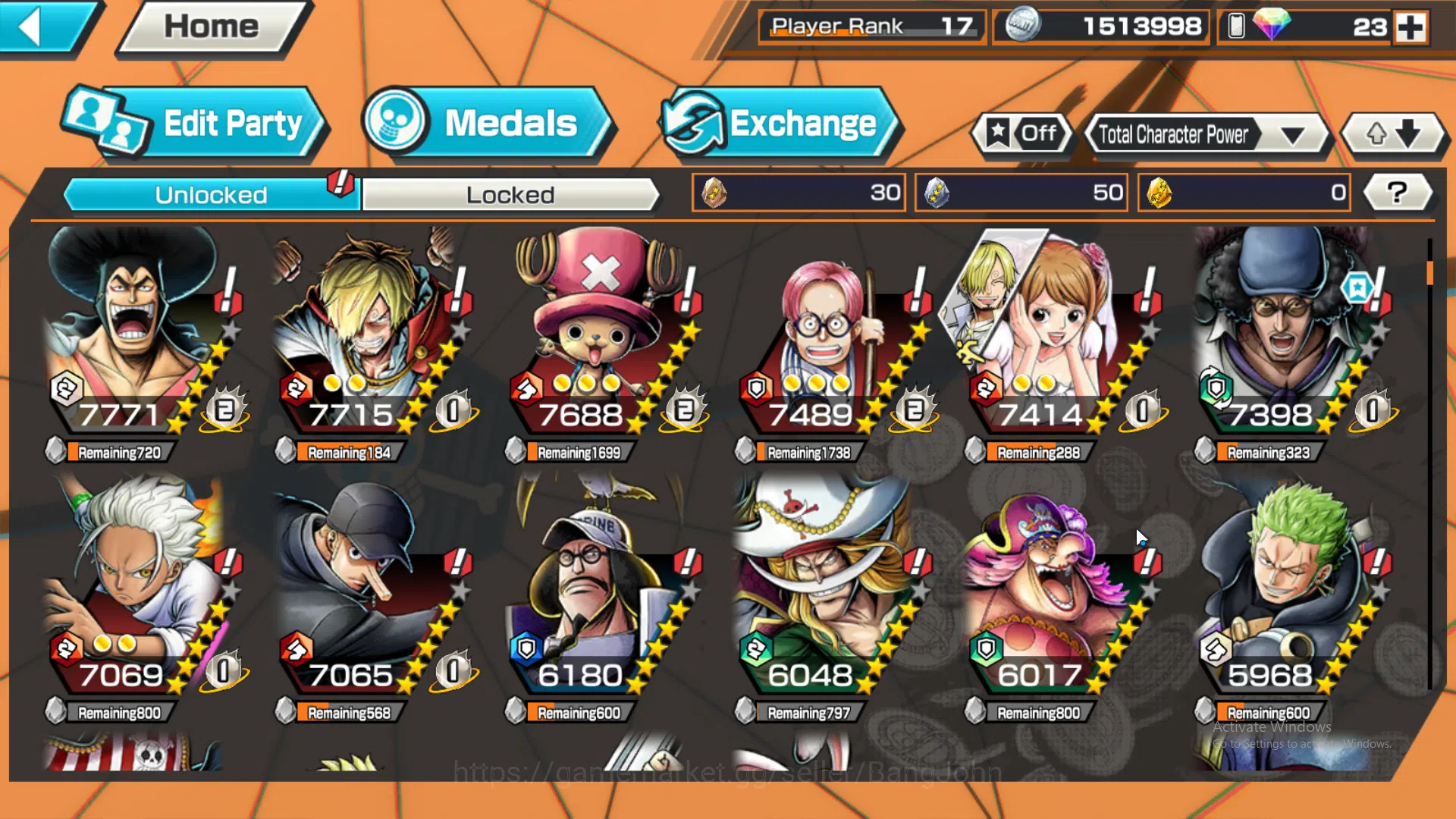 One Piece Bounty Rush Accounts GLOBAL | MAX 2 | EX 4 | Kuzan, Gold roger, Five El image 8