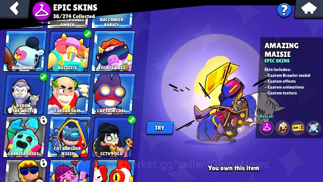 Brawl Stars Accounts 13309 Trophy|62 Brawlers 11 Max Lvl|2 Full Buffies|3 Prestige|127 Skins|1 Hypch Skin 2 Legend 2 Myth 38 12