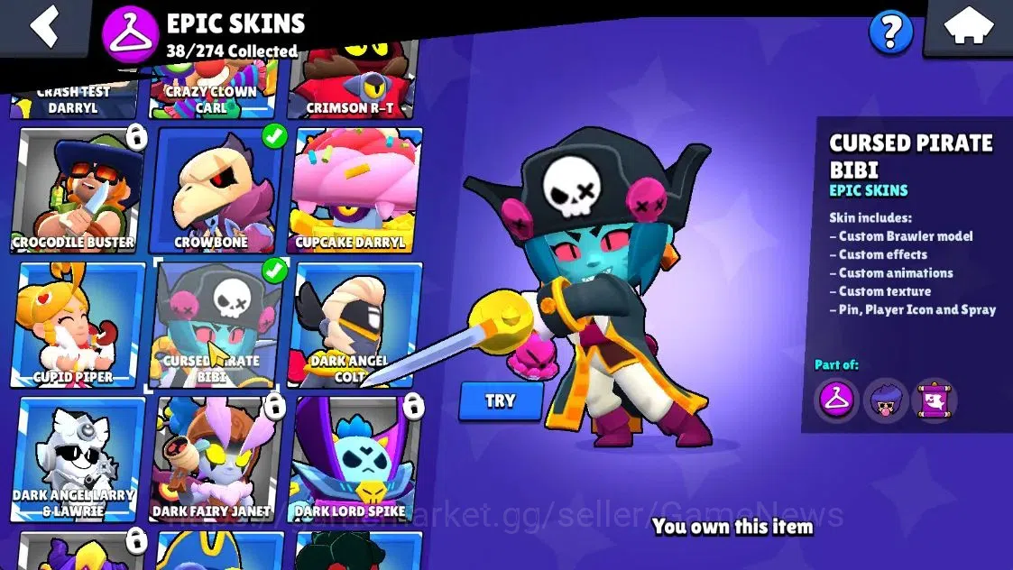 Brawl Stars Accounts 13309 Trophy|62 Brawlers 11 Max Lvl|2 Full Buffies|3 Prestige|127 Skins|1 Hypch Skin 2 Legend 2 Myth 38 13
