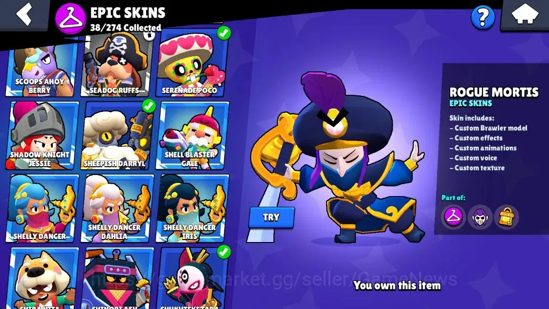 Brawl Stars Accounts 13309 Trophy|62 Brawlers 11 Max Lvl|2 Full Buffies|3 Prestige|127 Skins|1 Hypch Skin 2 Legend 2 Myth 38 18