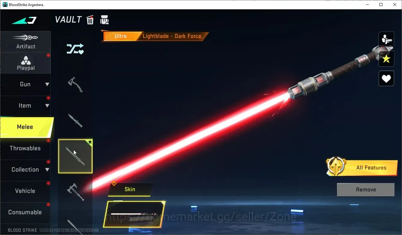 Blood Strike Accounts Starter ASIA Starter|1 ULTRA Melee: Lightblade-Dark Force|1 ULTRA ETHAN-Raid Mask Skin|3 LEGENDARY 1