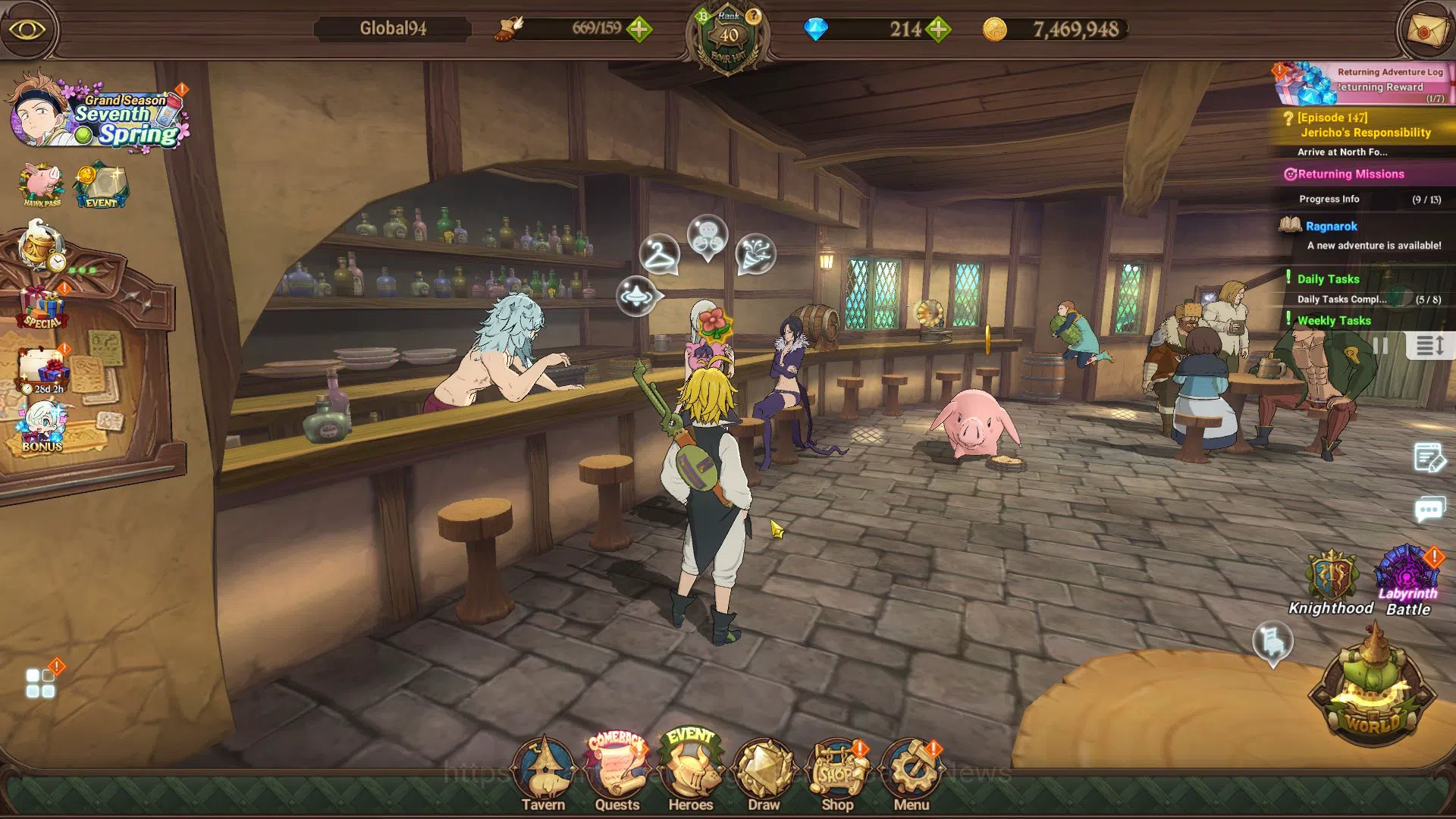 The Seven Deadly Sins: Grand Cross Starter Global|1,9M CC|Starter Ch9|214 Dm|5 UR|Merlin&Esca image 1