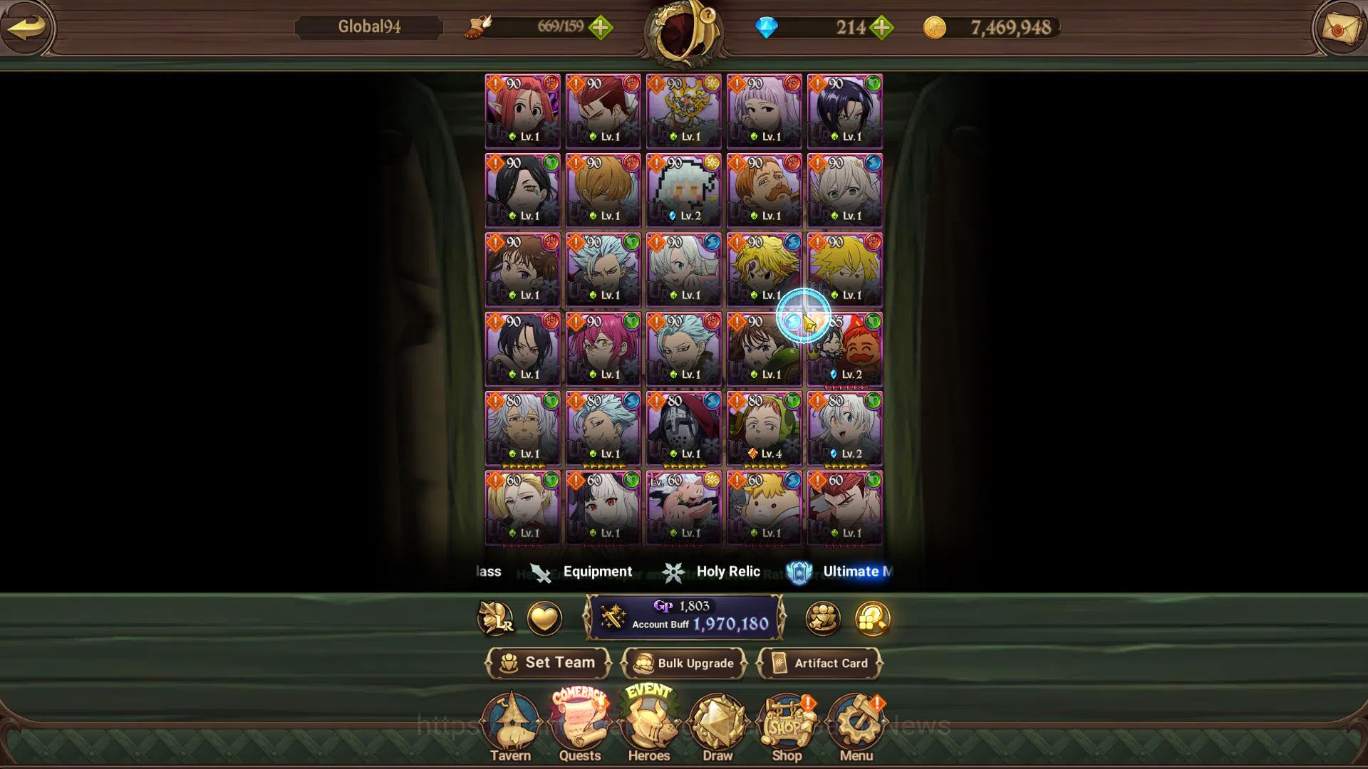 The Seven Deadly Sins: Grand Cross Accounts Starter Global|1,9M CC|Starter Ch9|214 Dm|5 5
