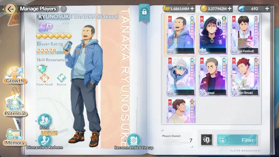 HAIKYU!! FLY HIGH Accounts Bonus Free Fire|SEA|Lv 48|7 SP (Ryunosuke,Hoshiumi,Ginjima,Tendo)+Memo,Oikawa,Ushijima,Hirugami|1 1